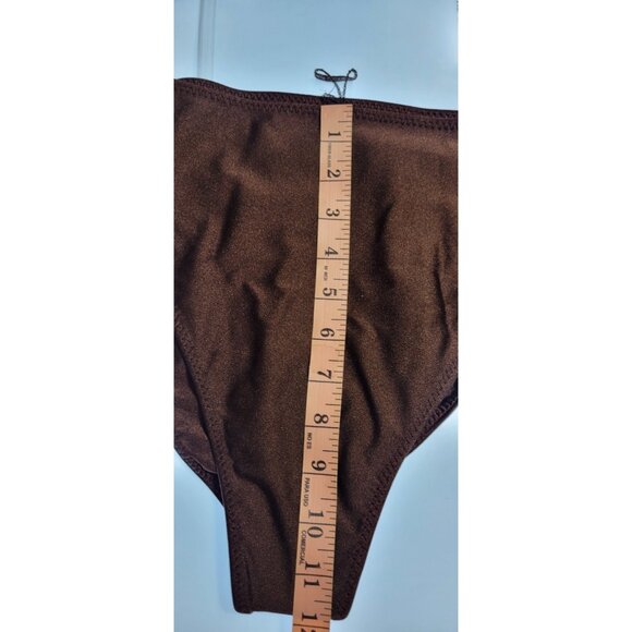 SAME LOS ANGELES BIKINY WOMENS Knotted Top And High Weist Bootom M 90's Brown - Picture 7 of 9